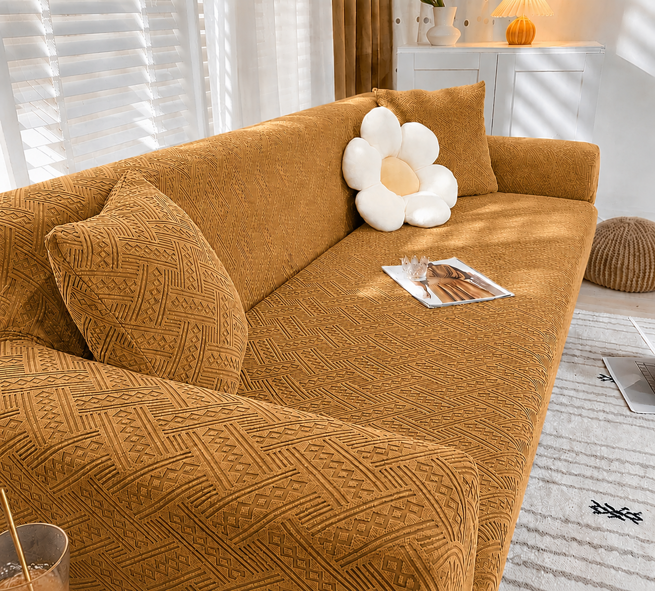 NEW ROYAL WAVE SOFA COVERS- COPPER
