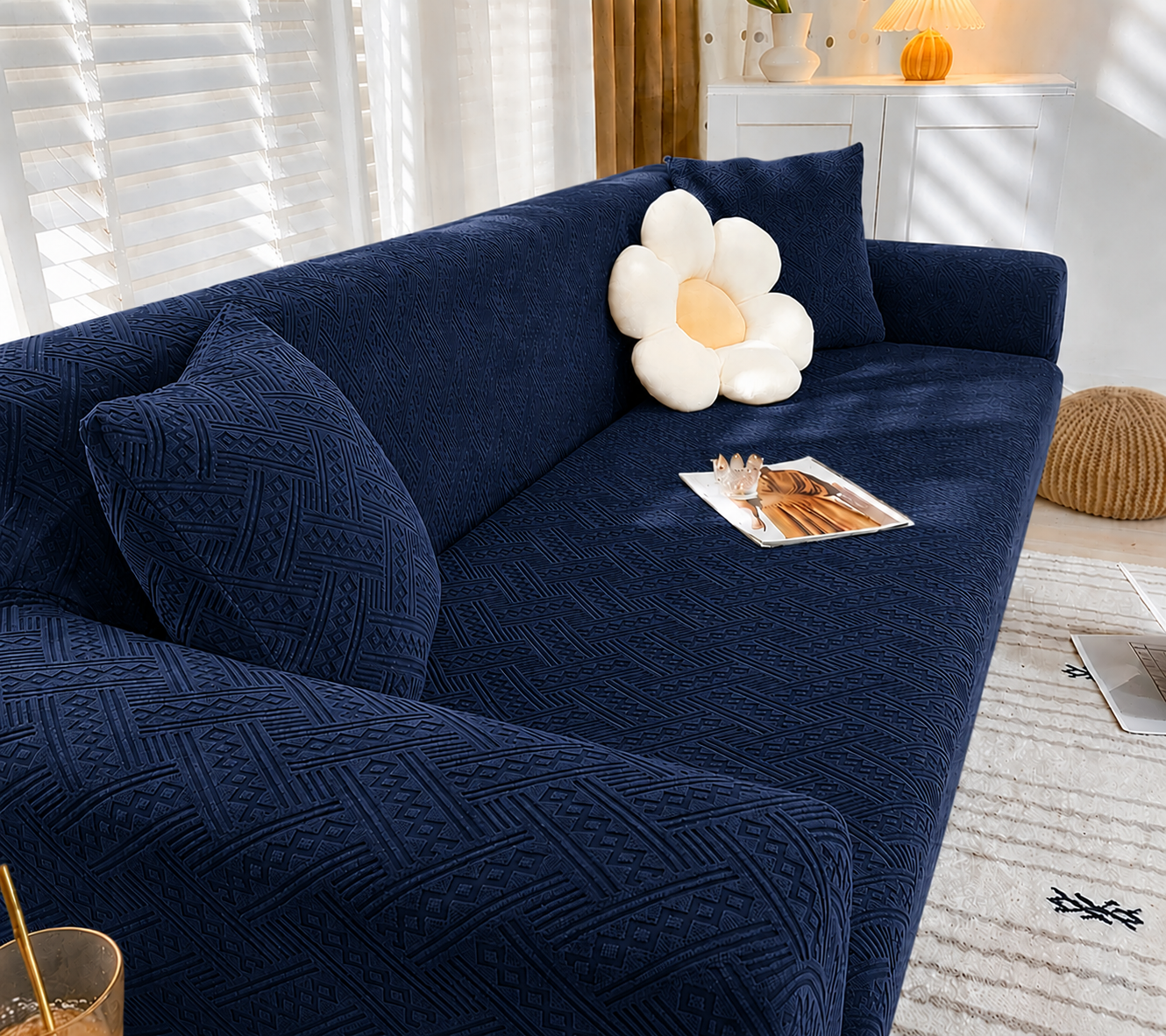 NEW ROYAL WAVE SOFA COVERS- BLUE