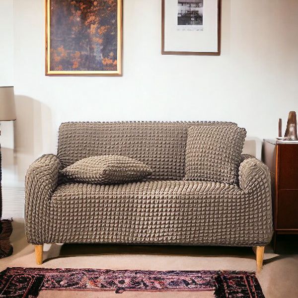 Fitted Sofa Cover - Lycra Bubble - Beige