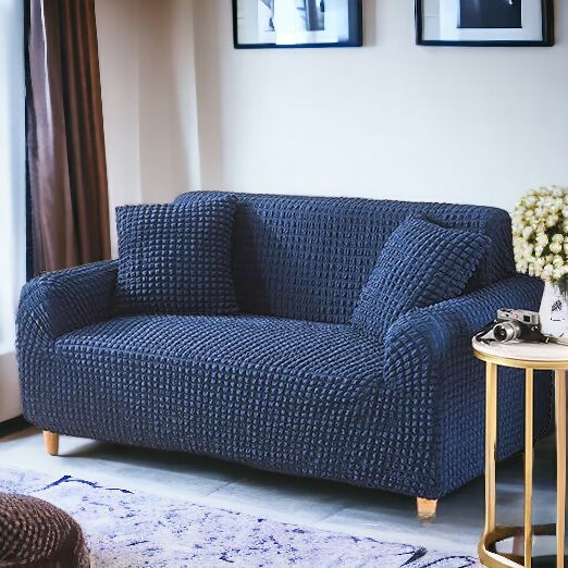 Fitted Sofa Cover - Lycra Bubble - Blue
