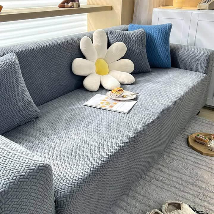 Jacquard Stripe Sofa Cover  - Grey