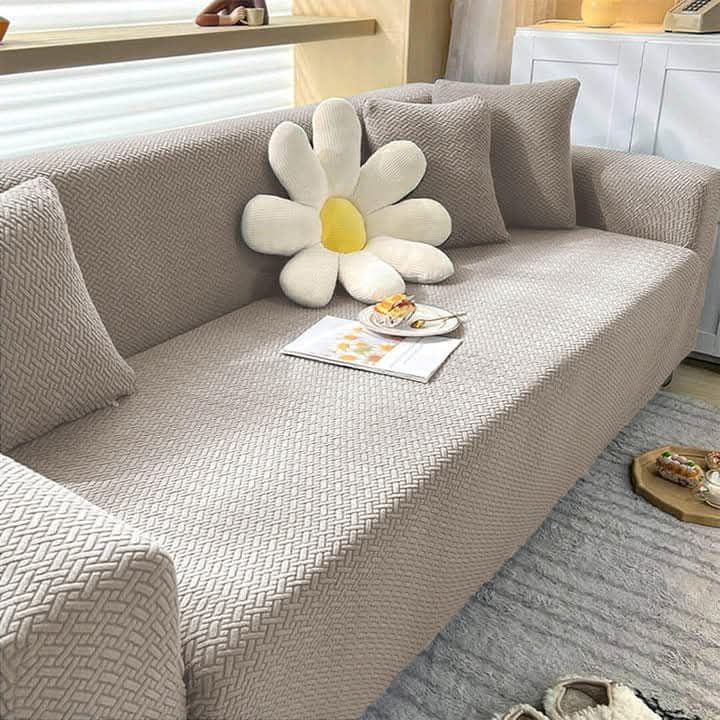Jacquard Stripe Sofa Cover  - Baige