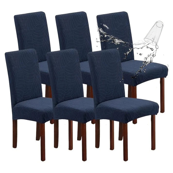 Soft Velvet Wave Design Fitted Dinning Chair Covers Blue