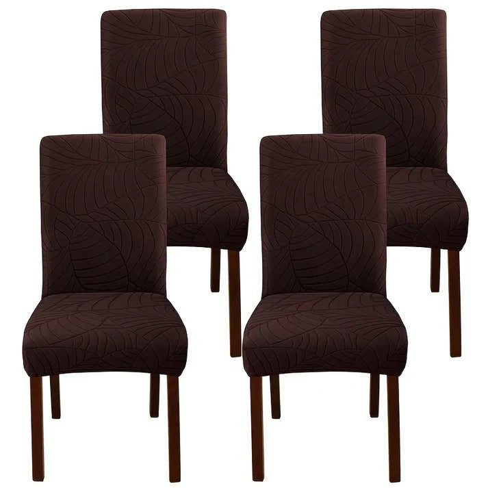 Soft Velvet Wave Design Fitted Dinning Chair Covers Brown