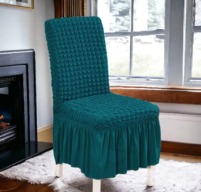 Bubble Stuff Frill Style Dining Chair Cover |Zinc Color